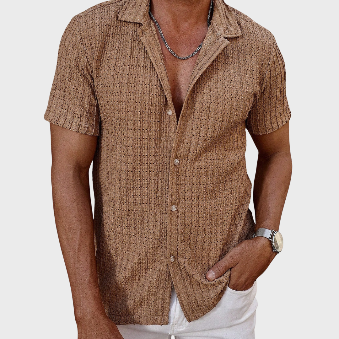 Camicia a Maglia Testurizzata con Stile Elegante