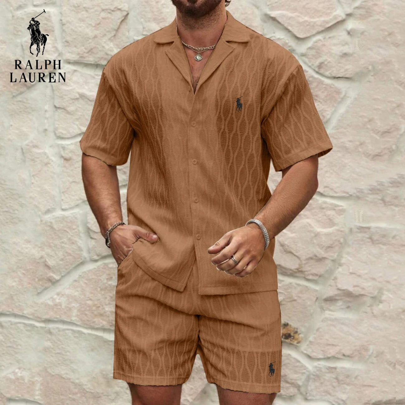 Set Estivo Testurizzato - Camicia e Pantaloni Corti in Offerta