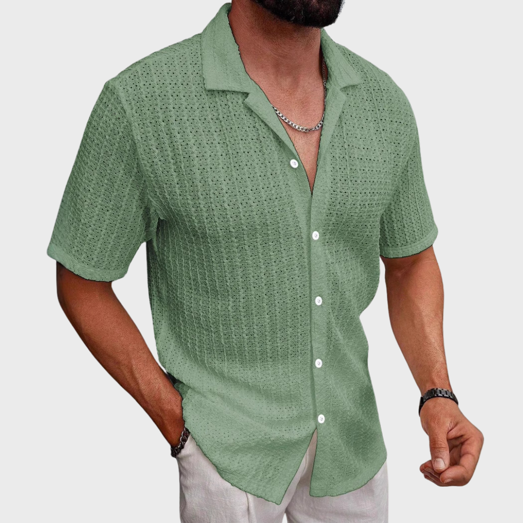 Camicia a Maglia Testurizzata con Stile Elegante