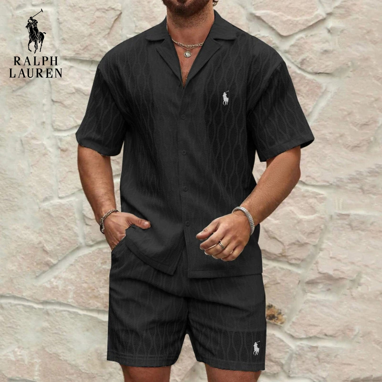 Set Estivo Testurizzato - Camicia e Pantaloni Corti in Offerta