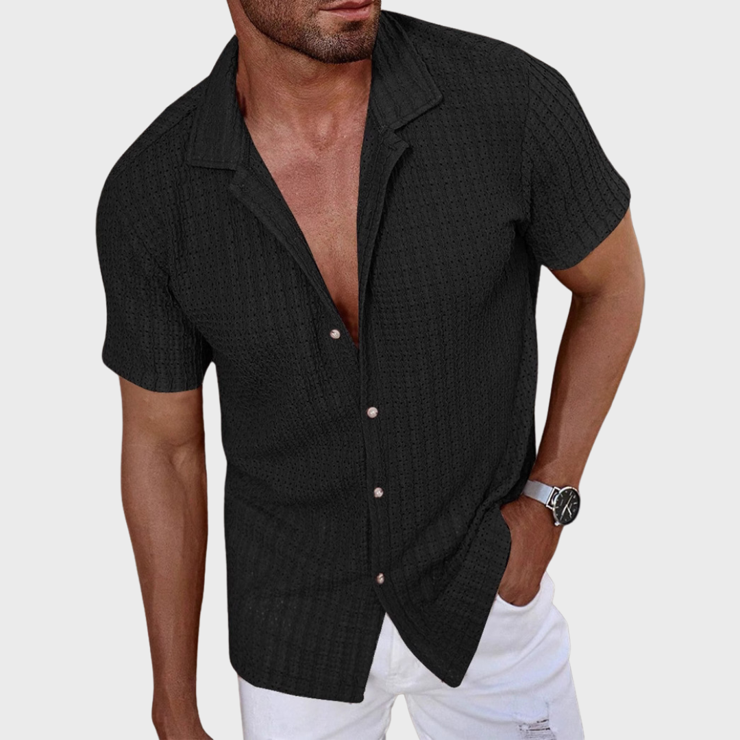 Camicia a Maglia Testurizzata con Stile Elegante