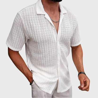 Camicia a Maglia Testurizzata con Stile Elegante