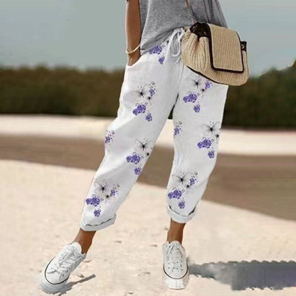 Pantaloni Casual Traspiranti in Cotone e Lino