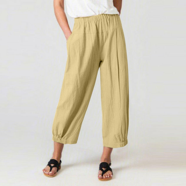 Pantaloni a Vita Alta Stile Harem