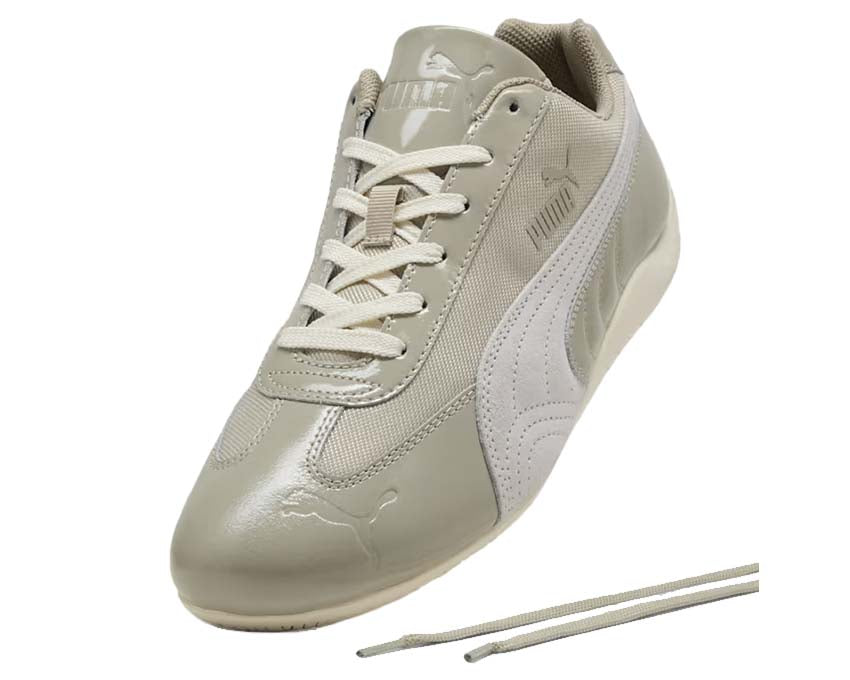 Scarpe da ginnastica in pelle verniciata grigio ciottolo